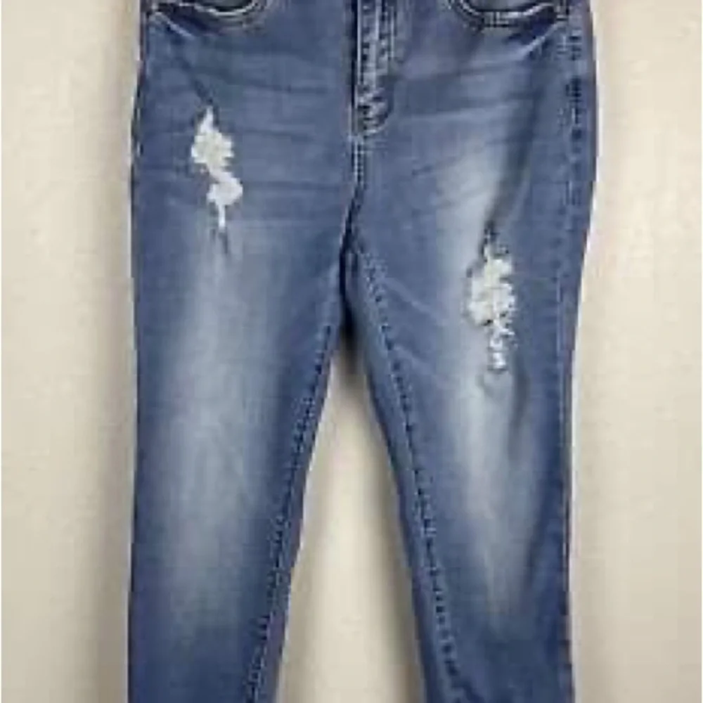Kancan Ankle Skinny Mid Rise Jeans Women's Frayed Blue Denim 7/27 - Picture 1 of 3
